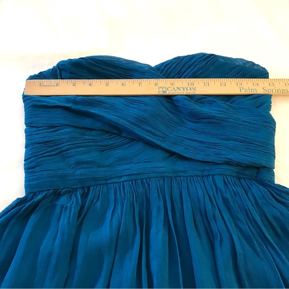 J Crew100%  blue silk chiffon strapless mini dress called Arabella - Picture 8 of 14